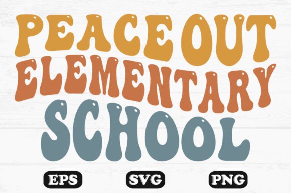 Peace out Elementary School Retro Wavy T