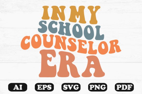 Retro Wavy 'School Counselor' Embroidery Design
