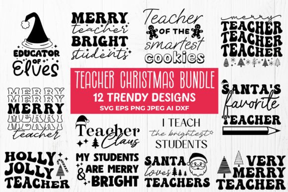 Teacher Christmas Bundle - 12 Xmas SVG