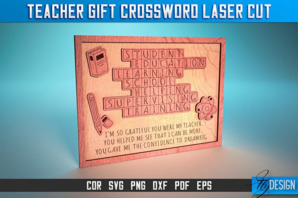 Teacher Gift Crossword Laser Cut SVG Design