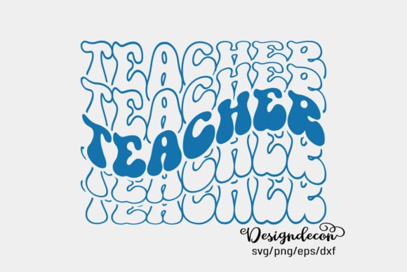 Teacher Word Mirrored Text Retro Svg Png